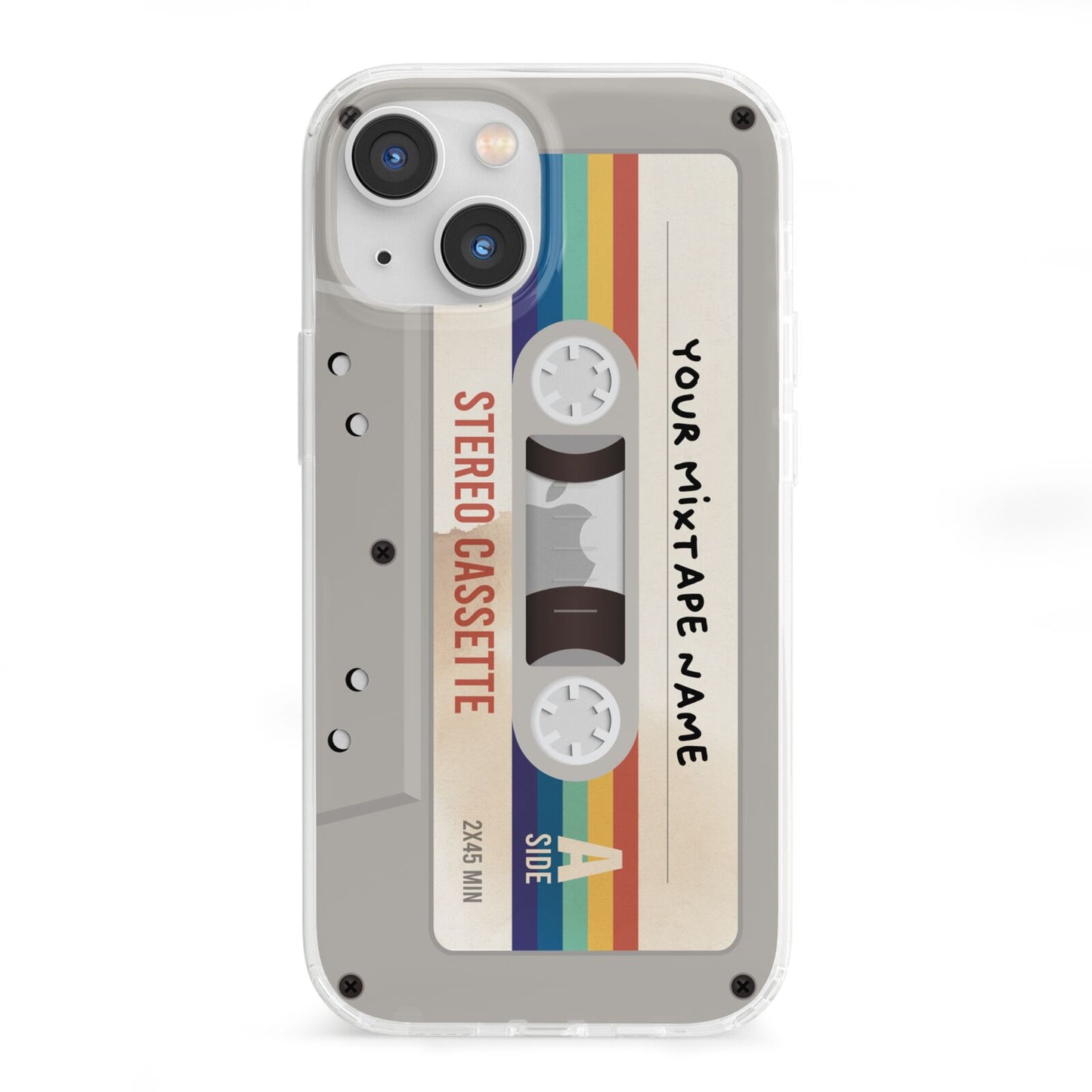 Personalised Multicoloured Mixtape iPhone 13 Mini Clear Bumper Case