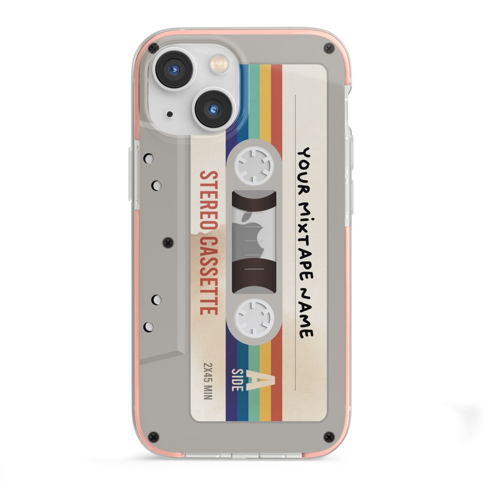 Personalised Multicoloured Mixtape iPhone 13 Mini TPU Impact Case with Pink Edges