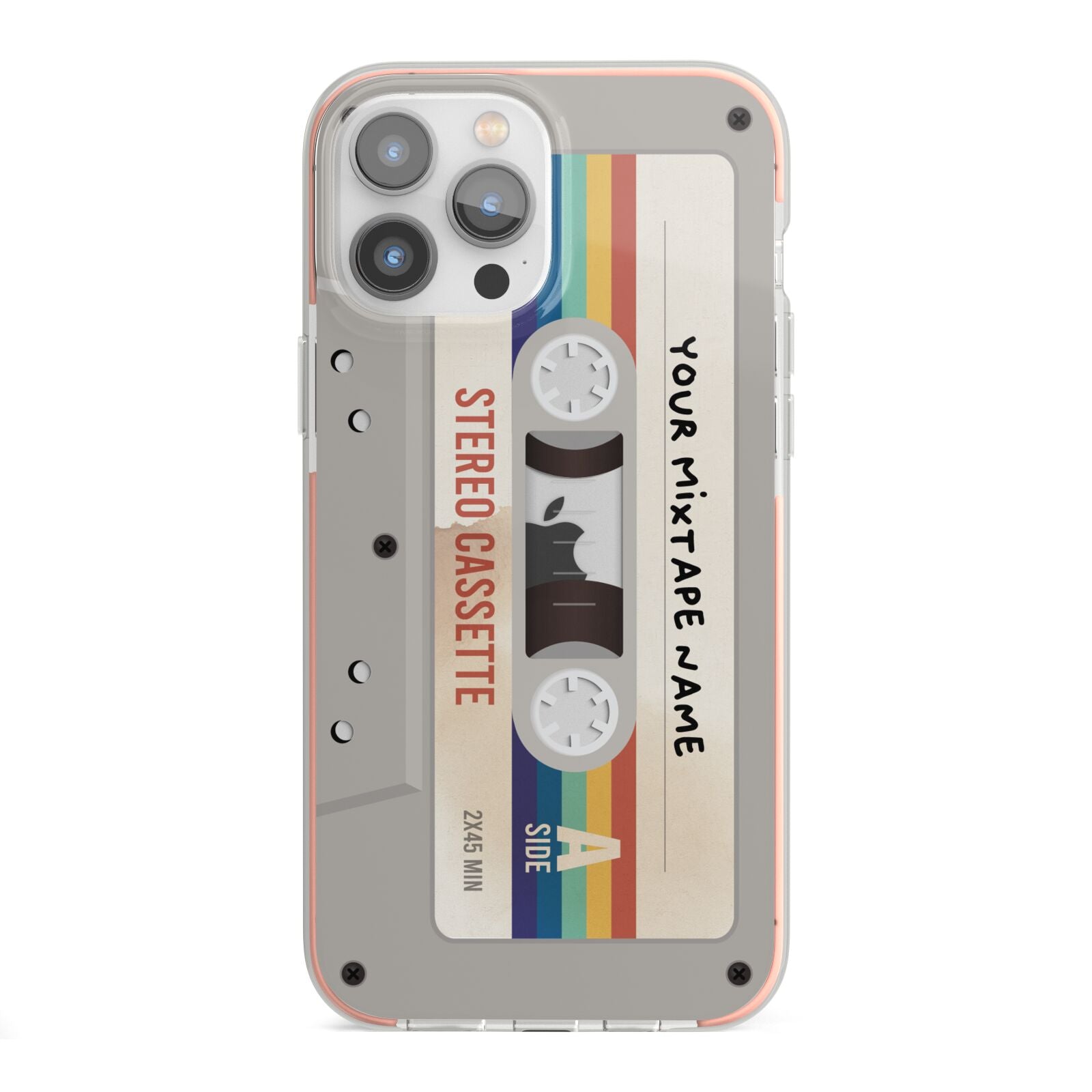 Personalised Multicoloured Mixtape iPhone 13 Pro Max TPU Impact Case with Pink Edges