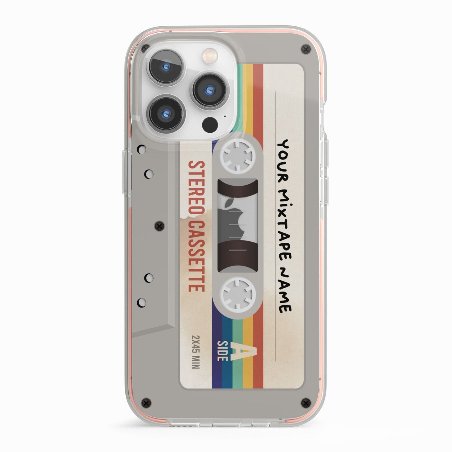 Personalised Multicoloured Mixtape iPhone 13 Pro TPU Impact Case with Pink Edges