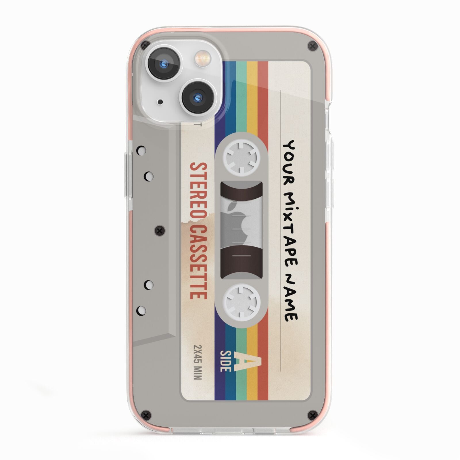 Personalised Multicoloured Mixtape iPhone 13 TPU Impact Case with Pink Edges