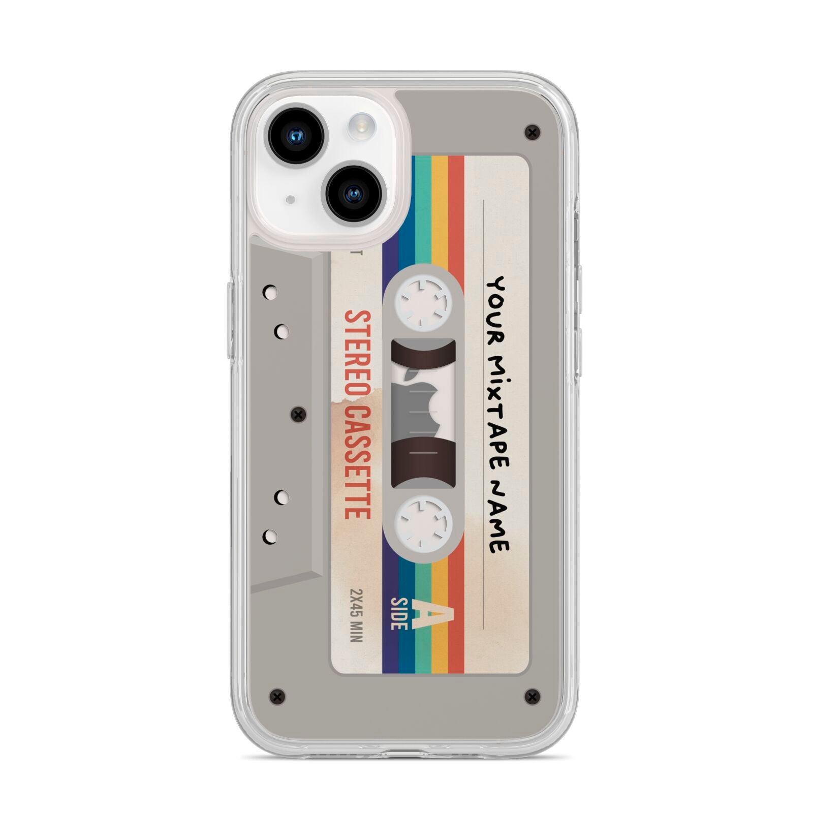 Personalised Multicoloured Mixtape iPhone 14 Clear Tough Case Starlight