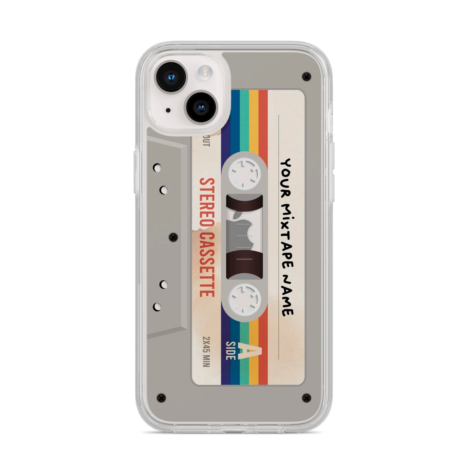 Personalised Multicoloured Mixtape iPhone 14 Plus Clear Tough Case Starlight