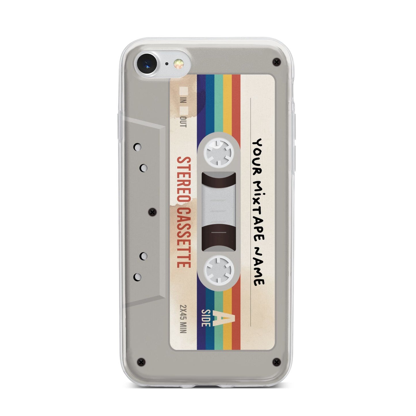 Personalised Multicoloured Mixtape iPhone 7 Bumper Case on Silver iPhone