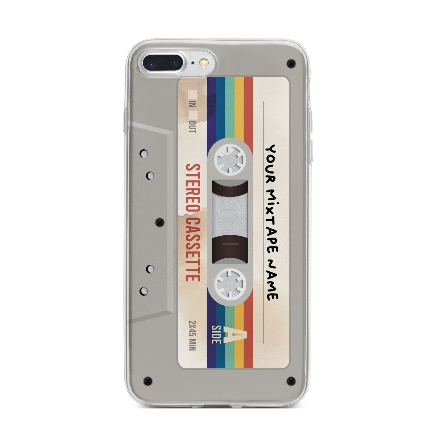 Personalised Multicoloured Mixtape iPhone 7 Plus Bumper Case on Silver iPhone