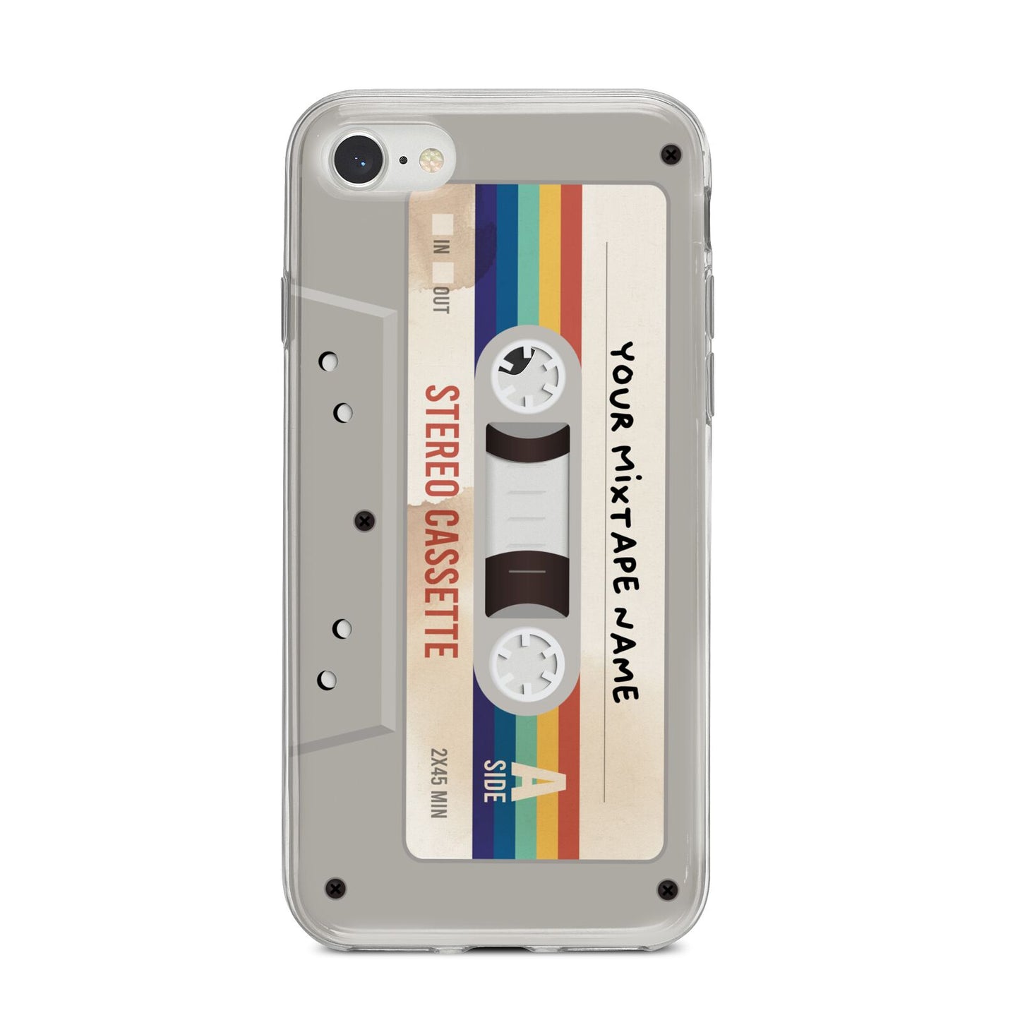 Personalised Multicoloured Mixtape iPhone 8 Bumper Case on Silver iPhone