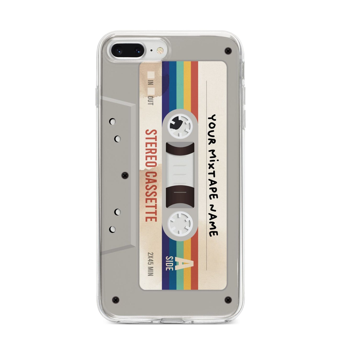 Personalised Multicoloured Mixtape iPhone 8 Plus Bumper Case on Silver iPhone