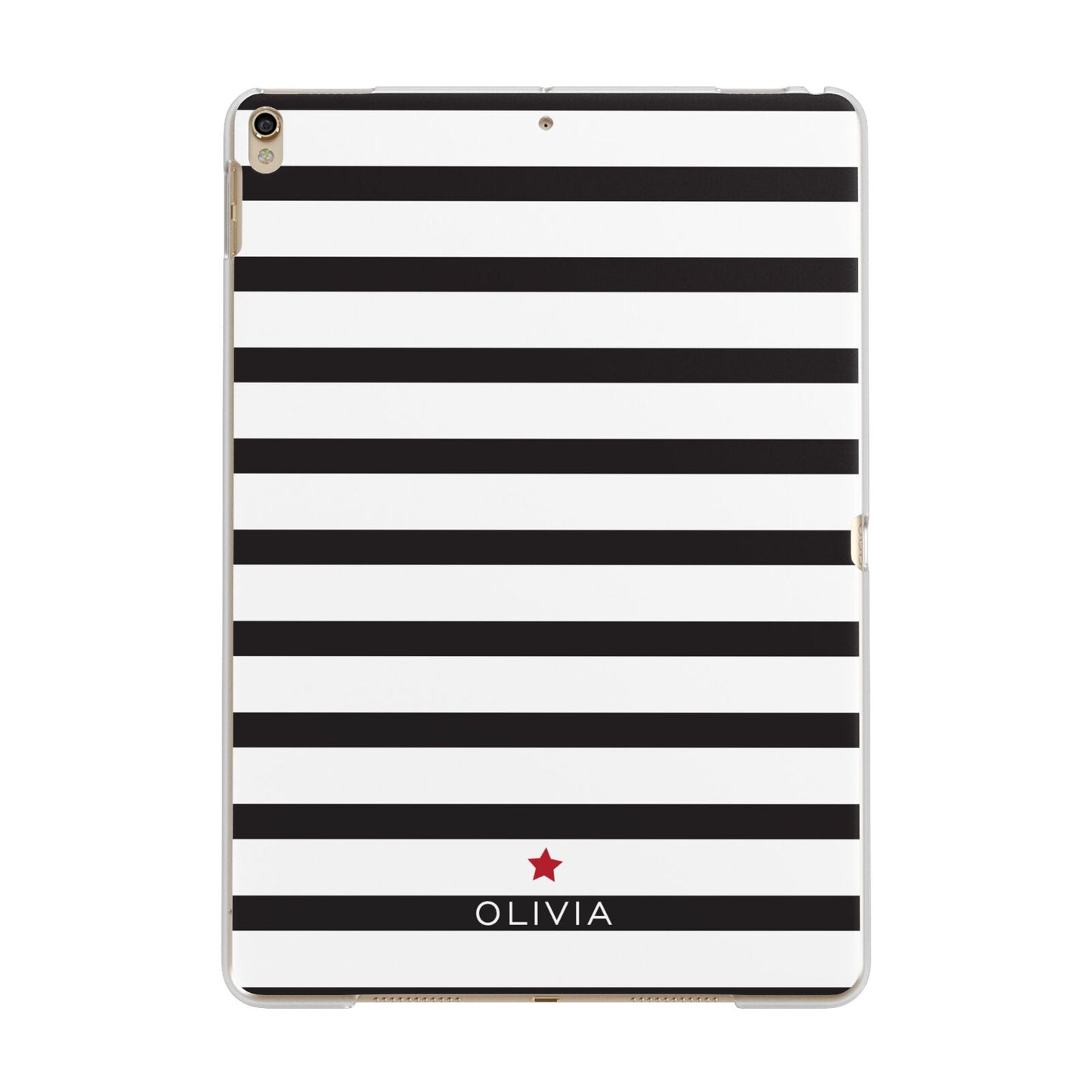 Personalised Name Black White Apple iPad Gold Case