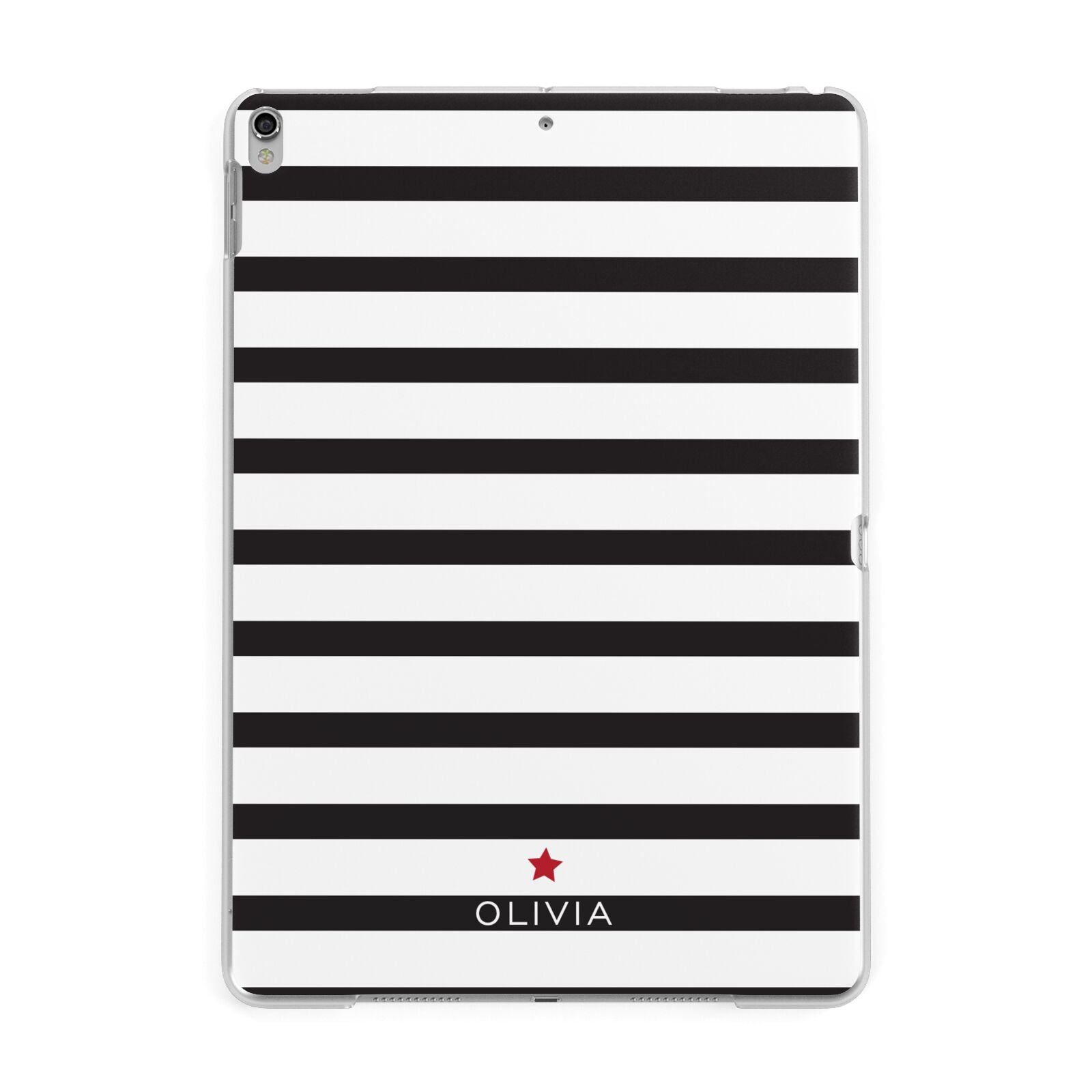 Personalised Name Black White Apple iPad Silver Case