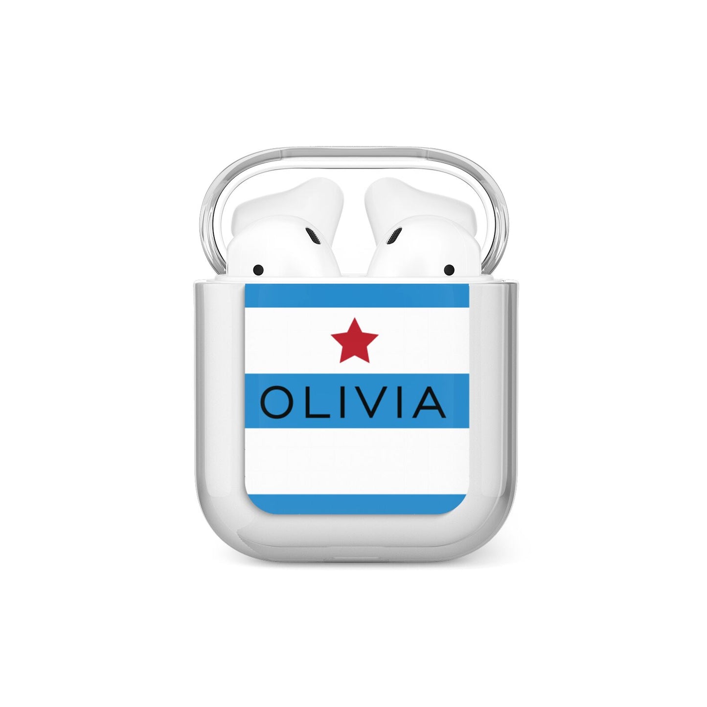 Personalised Name Blue White AirPods Case