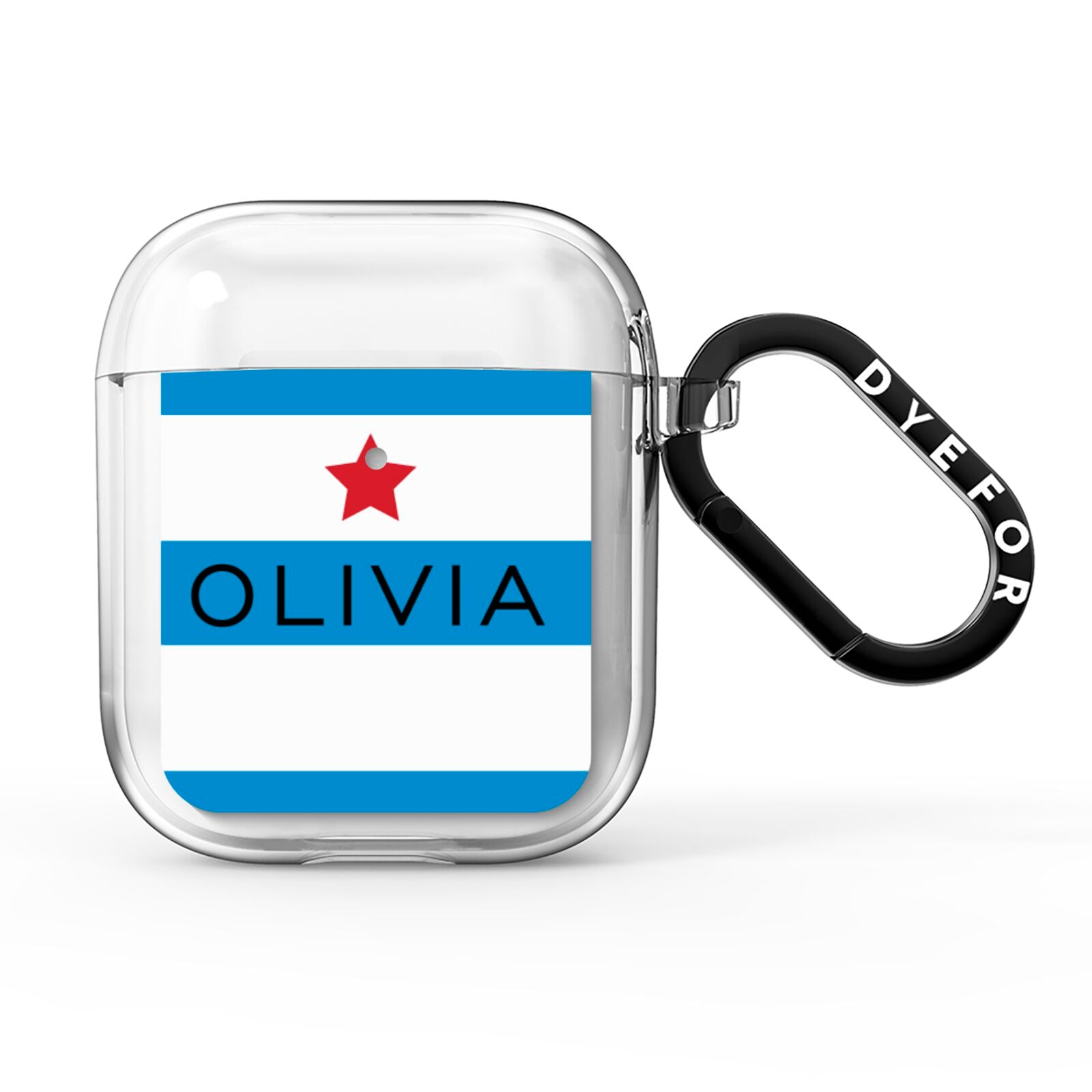 Personalised Name Blue White AirPods Clear Case