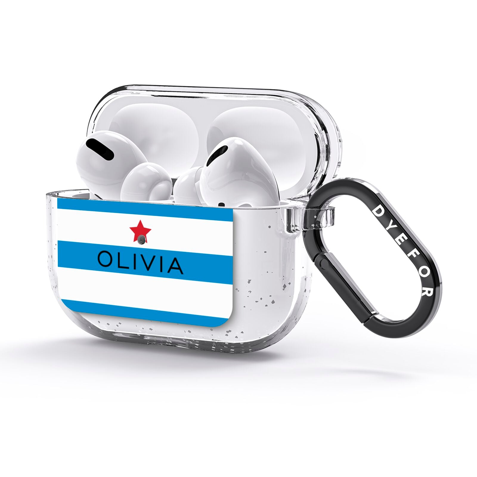 Personalised Name Blue White AirPods Glitter Case 3rd Gen Side Image