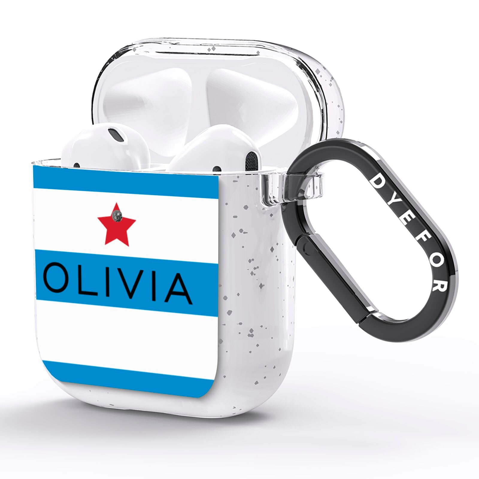 Personalised Name Blue White AirPods Glitter Case Side Image