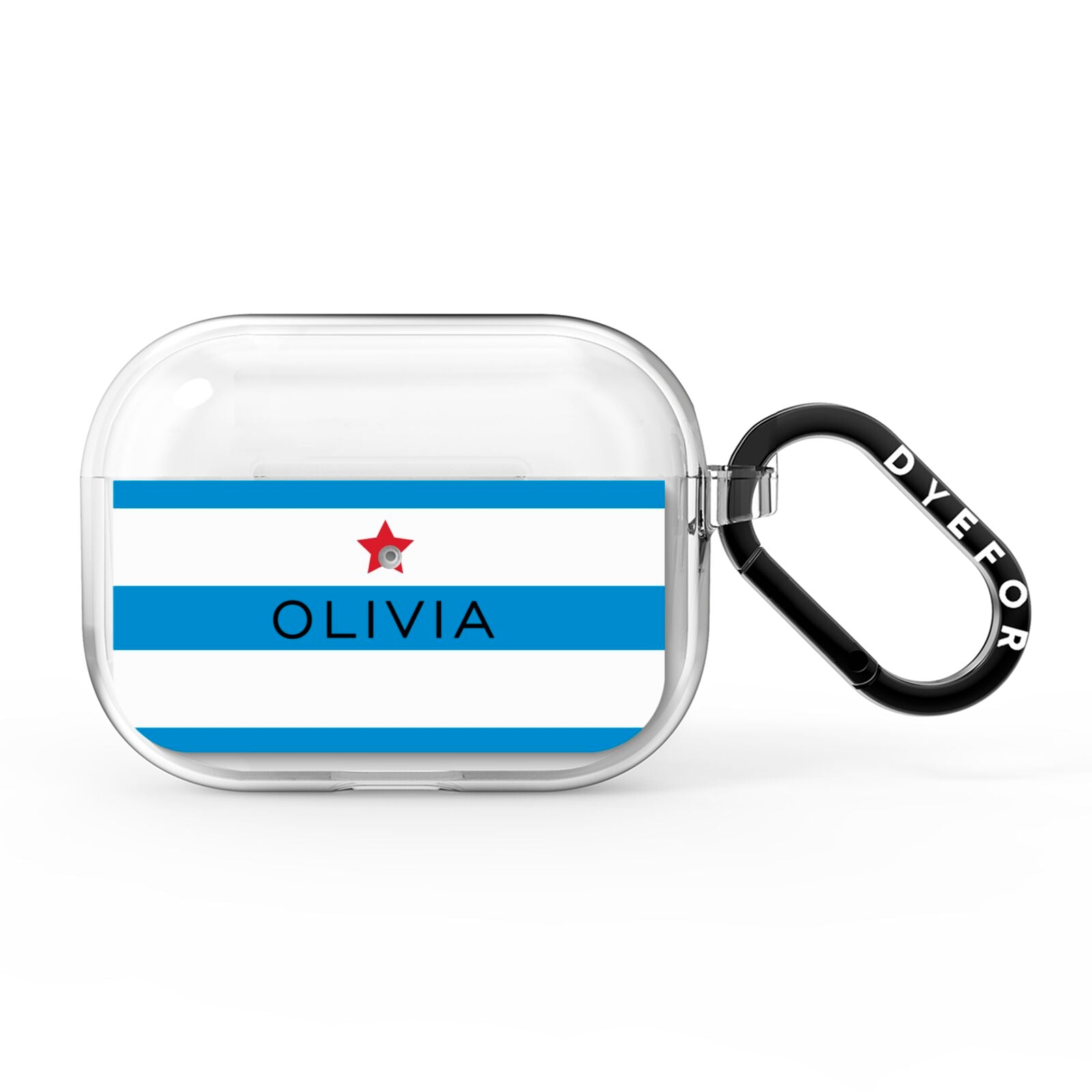 Personalised Name Blue White AirPods Pro Clear Case