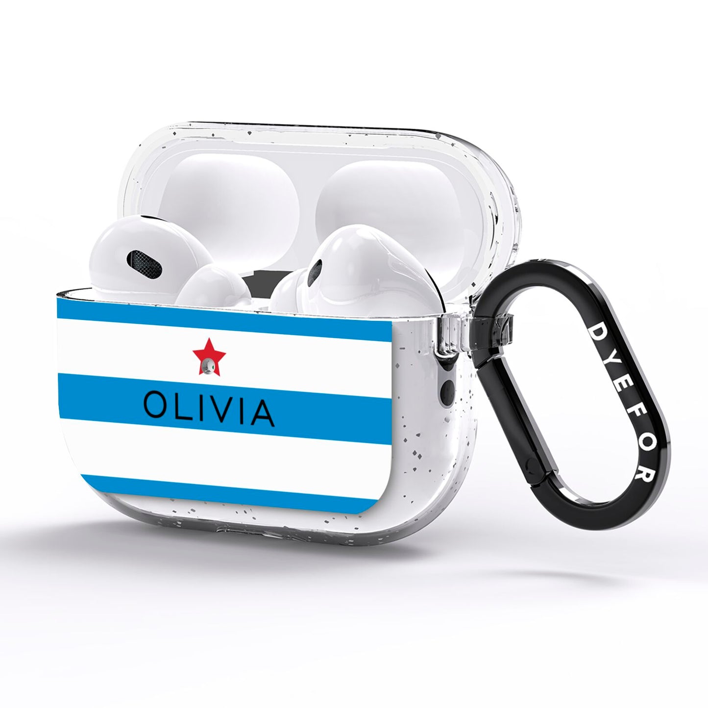 Personalised Name Blue White AirPods Pro Glitter Case Side Image