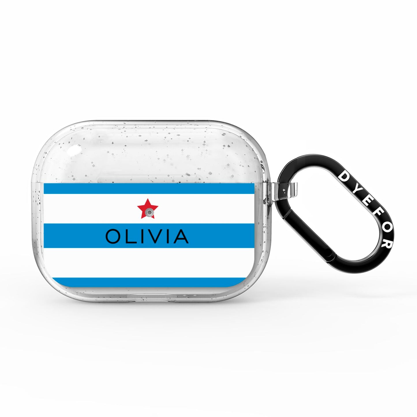 Personalised Name Blue White AirPods Pro Glitter Case