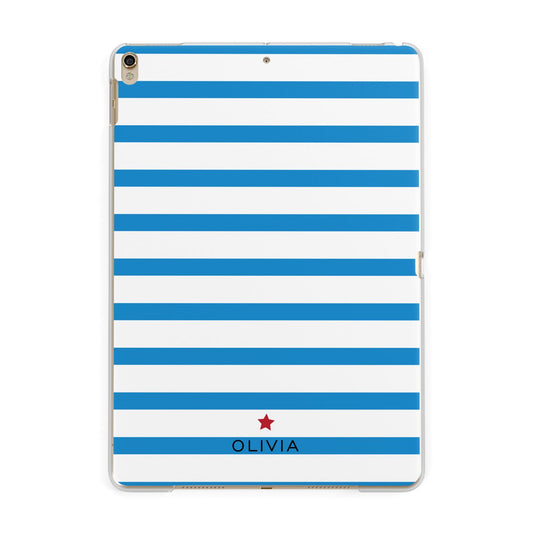 Personalised Name Blue White Apple iPad Gold Case