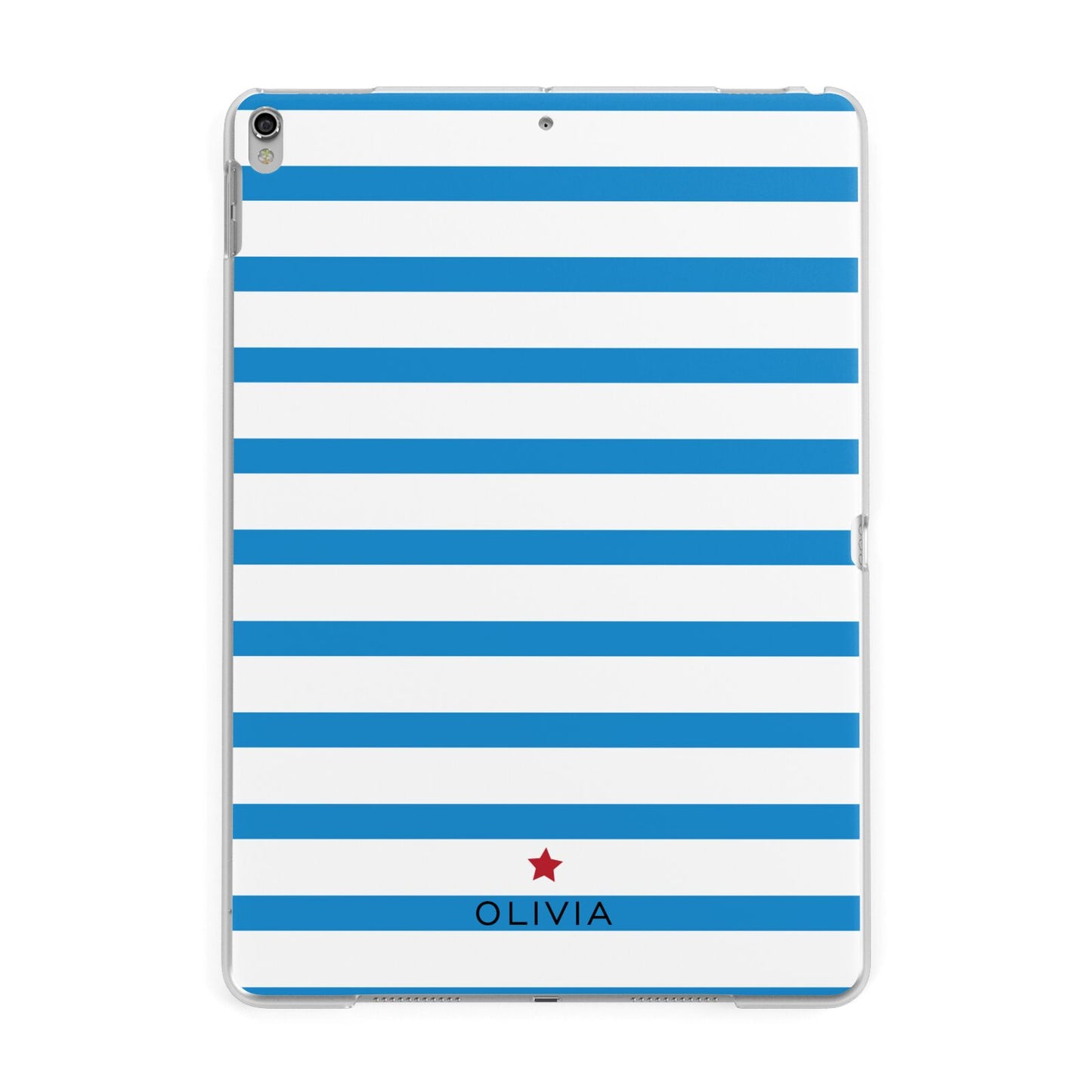 Personalised Name Blue White Apple iPad Silver Case