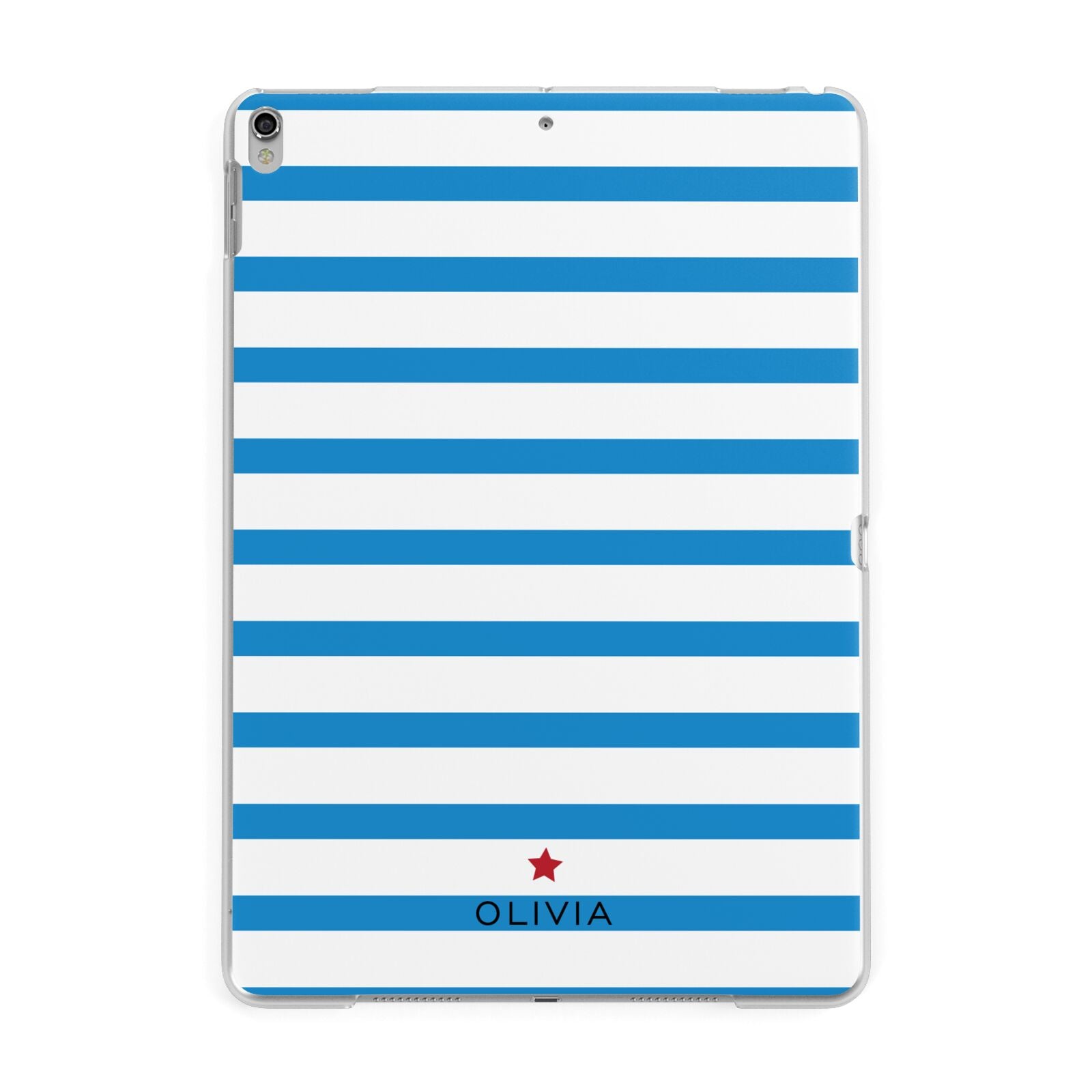 Personalised Name Blue White Apple iPad Silver Case