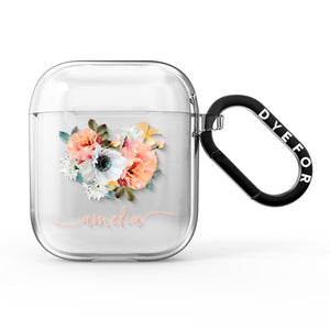 Personalised Name Clear Floral AirPods Case