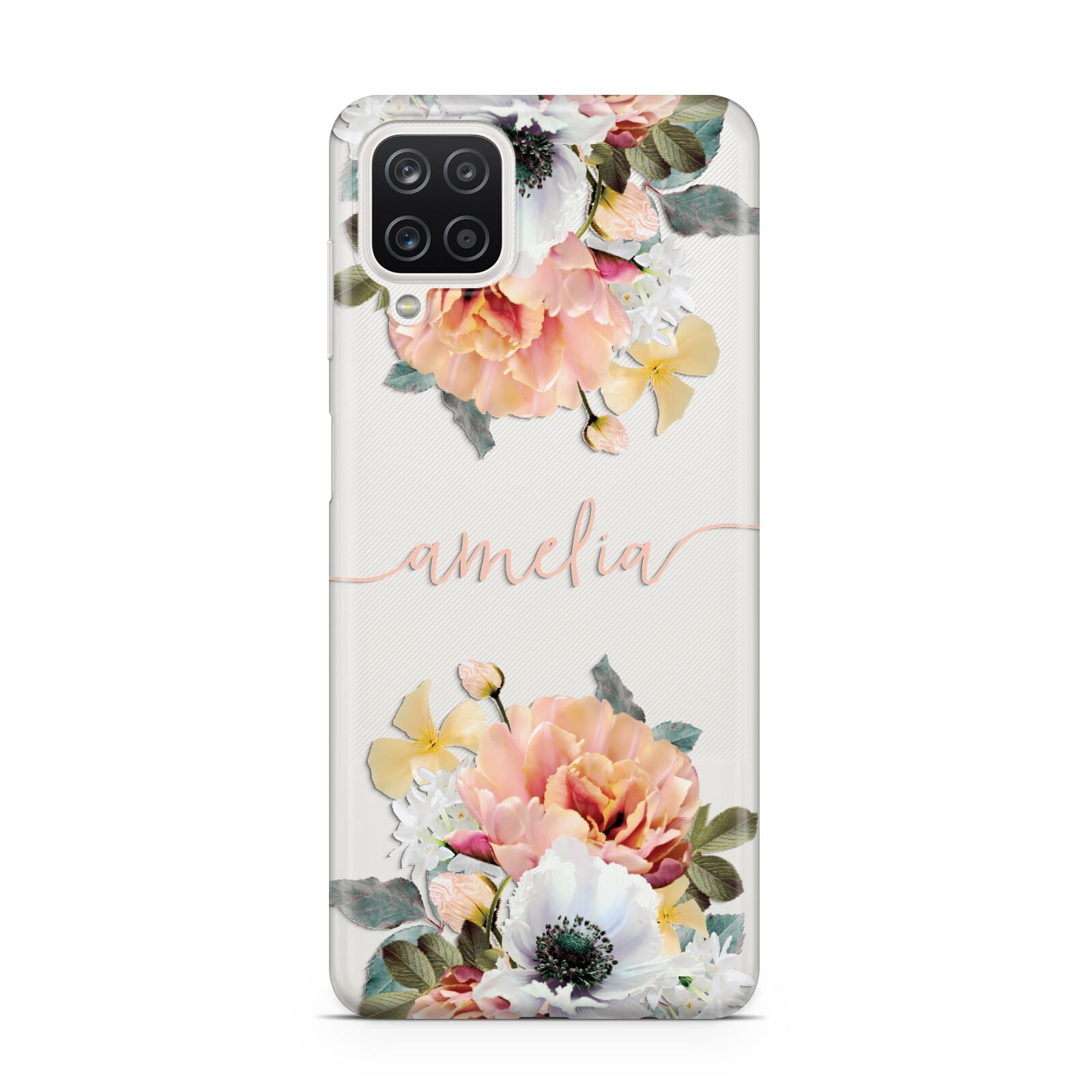 Personalised Name Clear Floral Samsung M12 Case