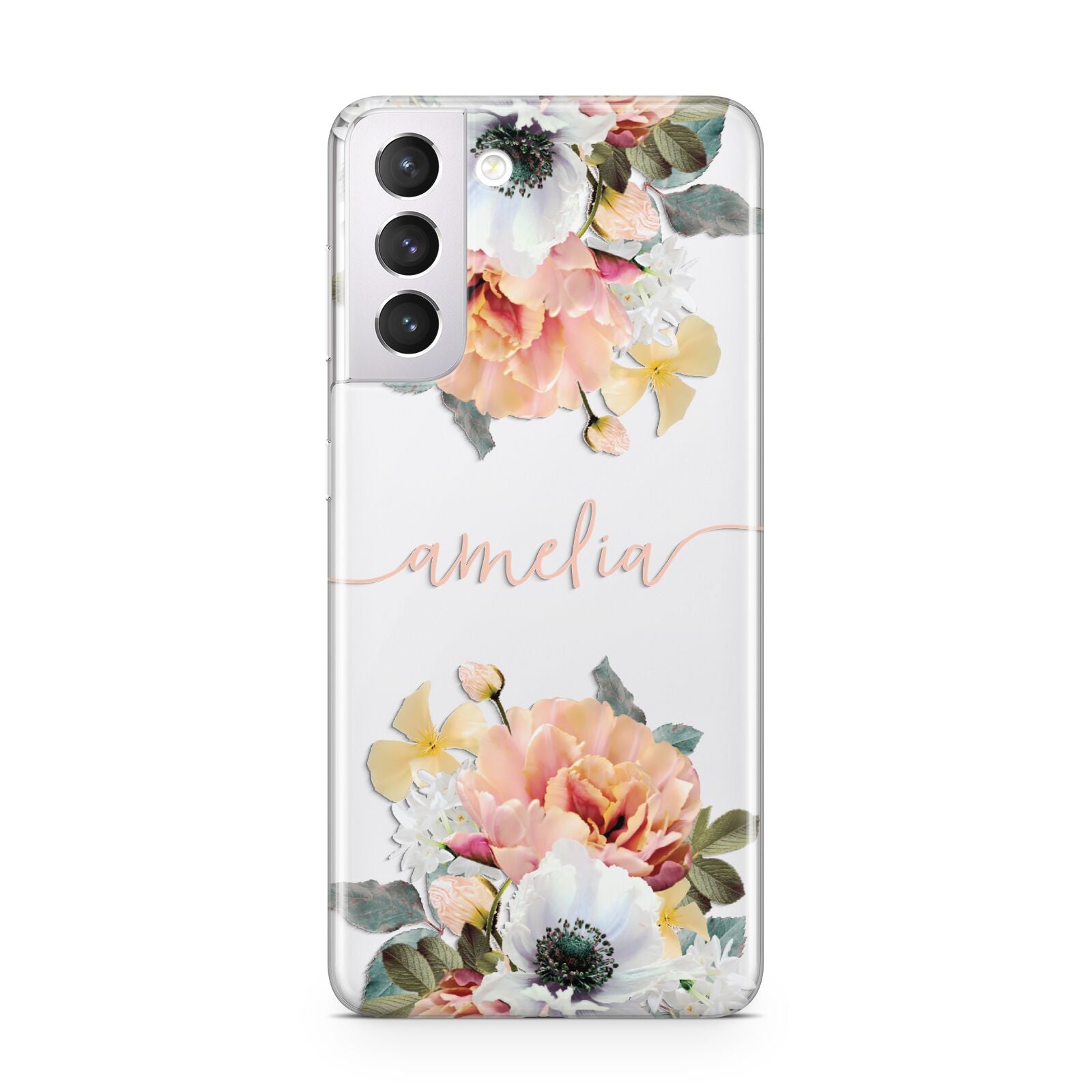 Personalised Leather Pink Flower Phone Case for Samsung A02s 