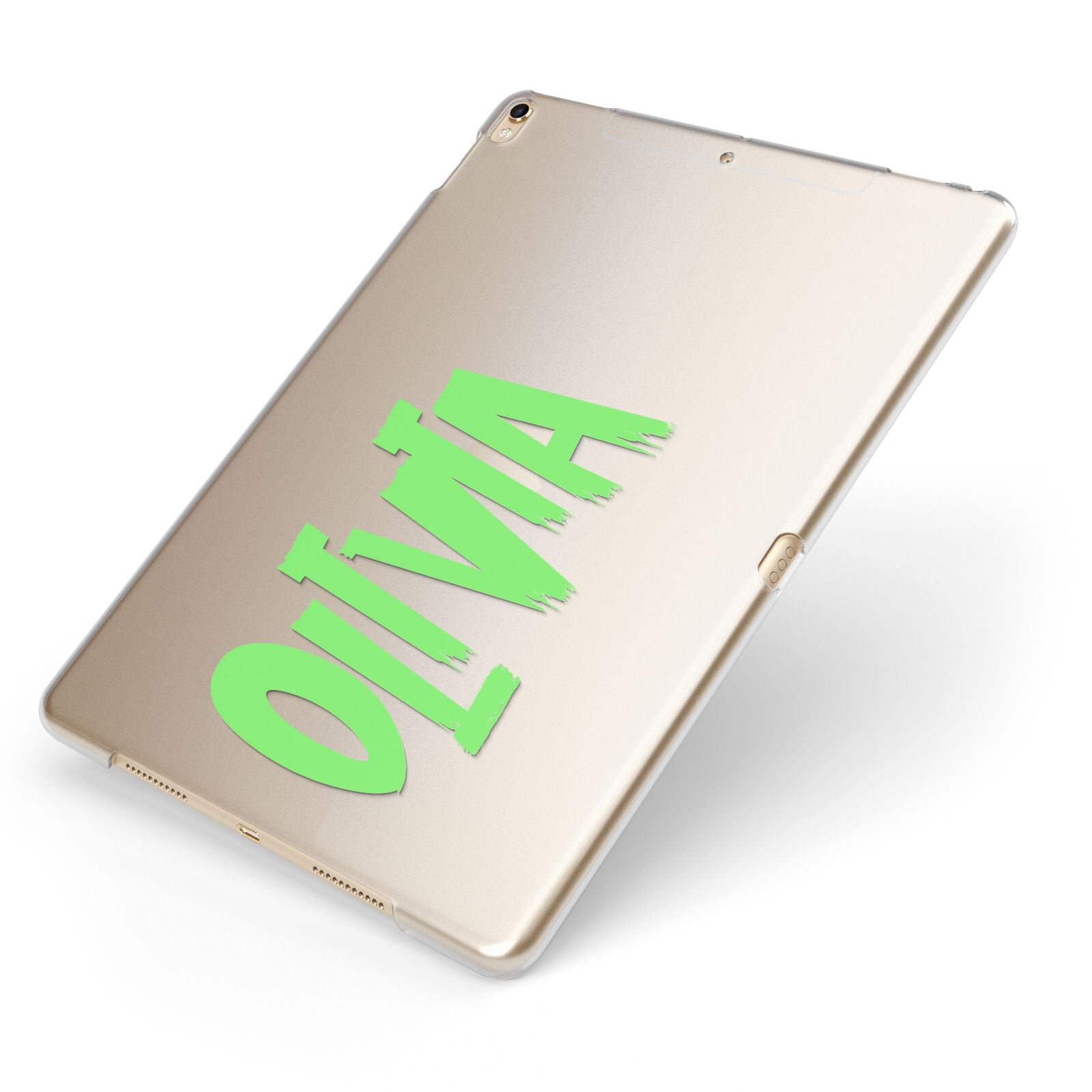 Personalised Name Green Spooky Apple iPad Case on Gold iPad Side View