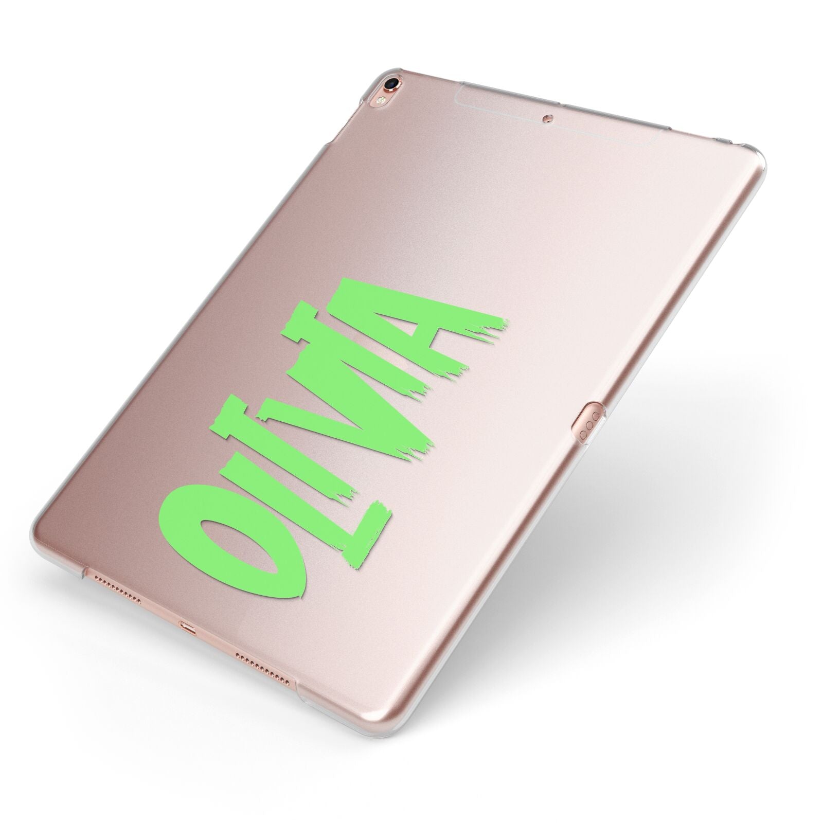 Personalised Name Green Spooky Apple iPad Case on Rose Gold iPad Side View