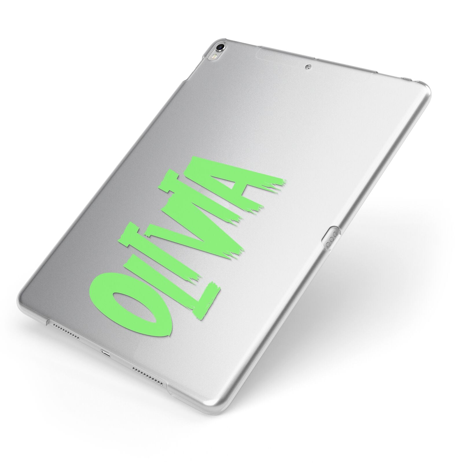 Personalised Name Green Spooky Apple iPad Case on Silver iPad Side View