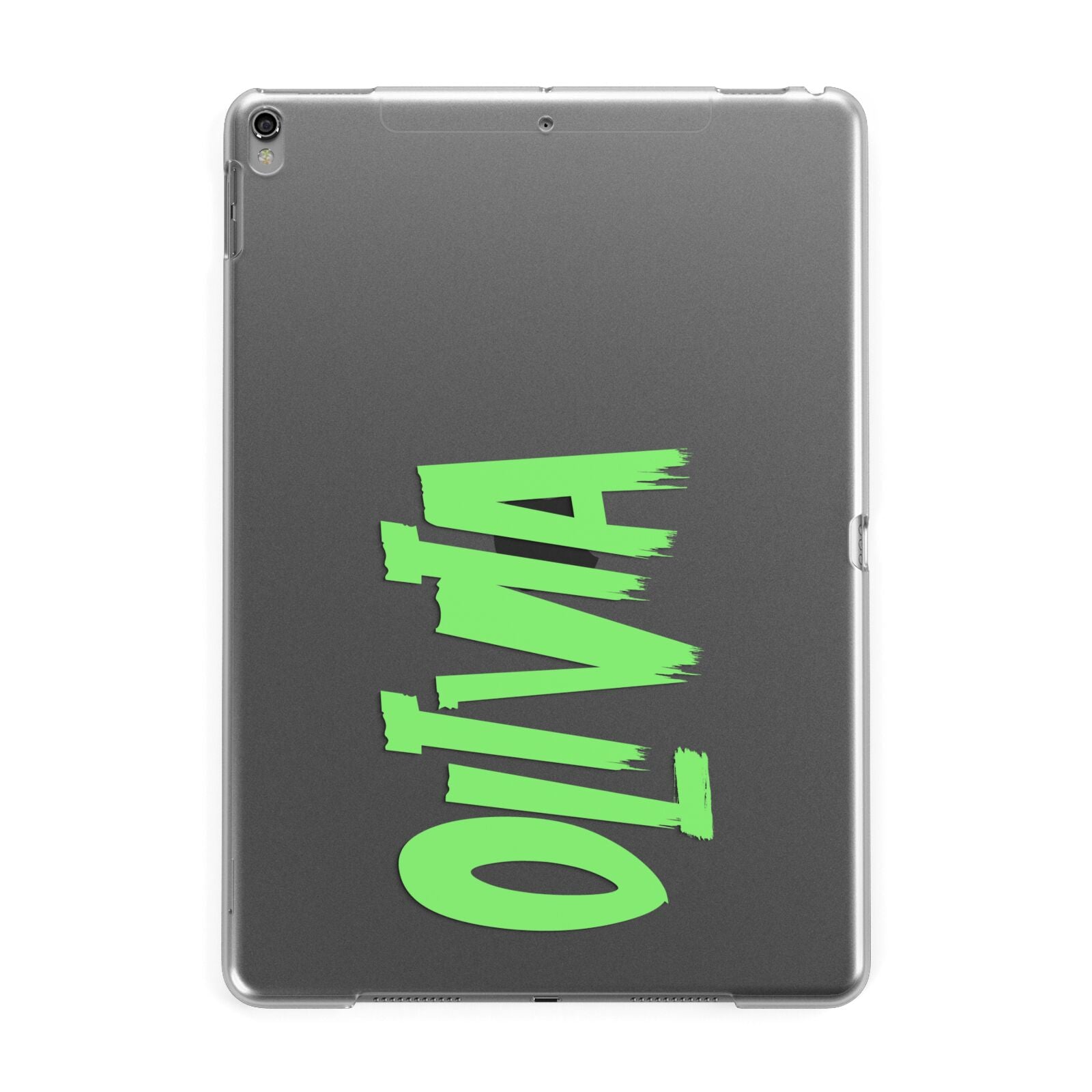 Personalised Name Green Spooky Apple iPad Grey Case