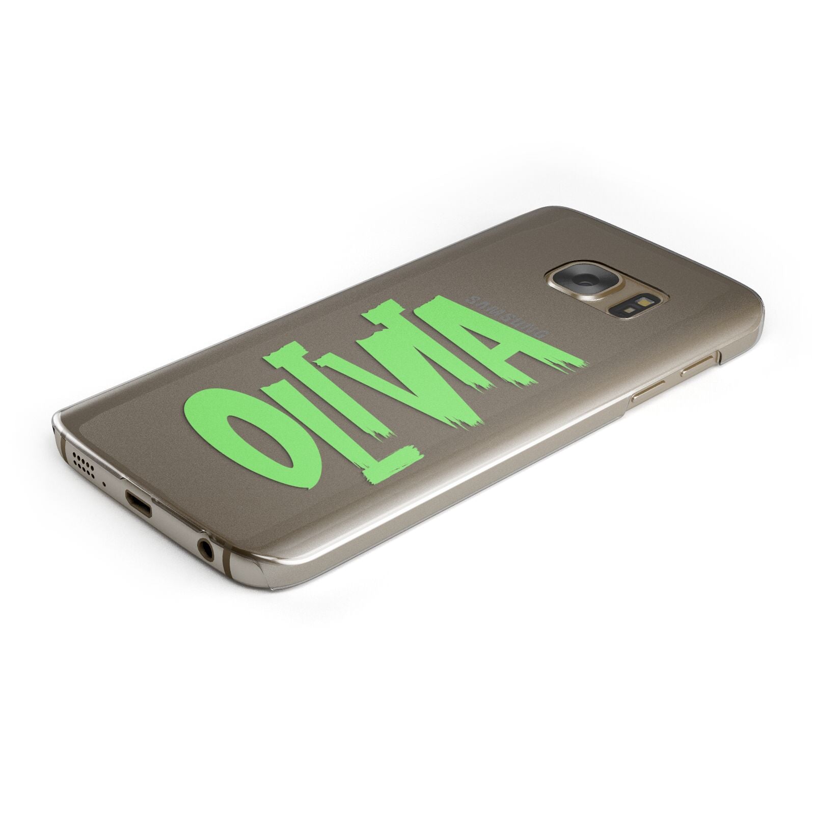 Personalised Name Green Spooky Protective Samsung Galaxy Case Angled Image