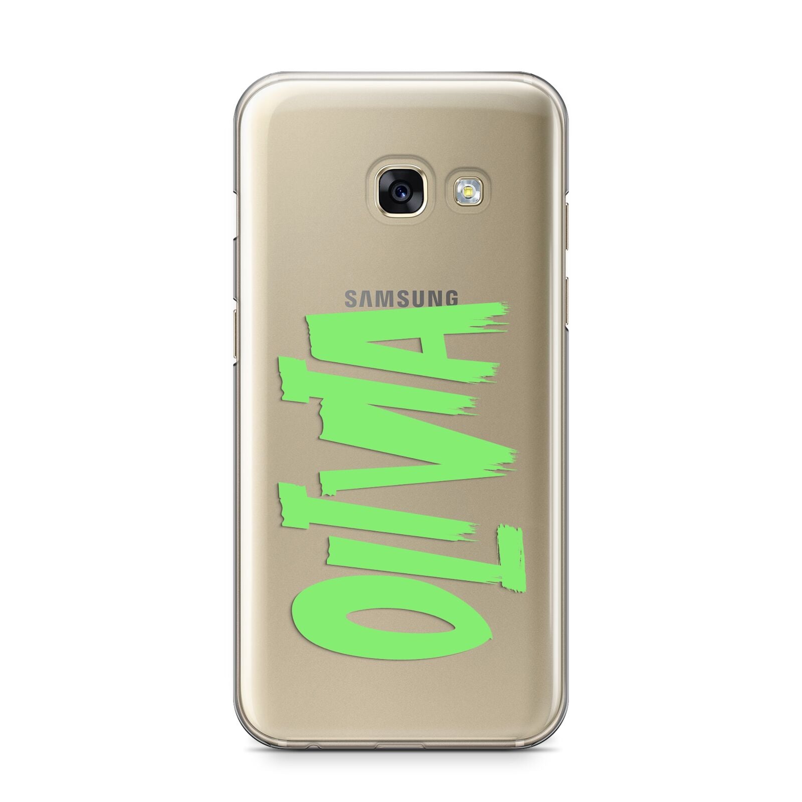 Personalised Name Green Spooky Samsung Galaxy A3 2017 Case on gold phone