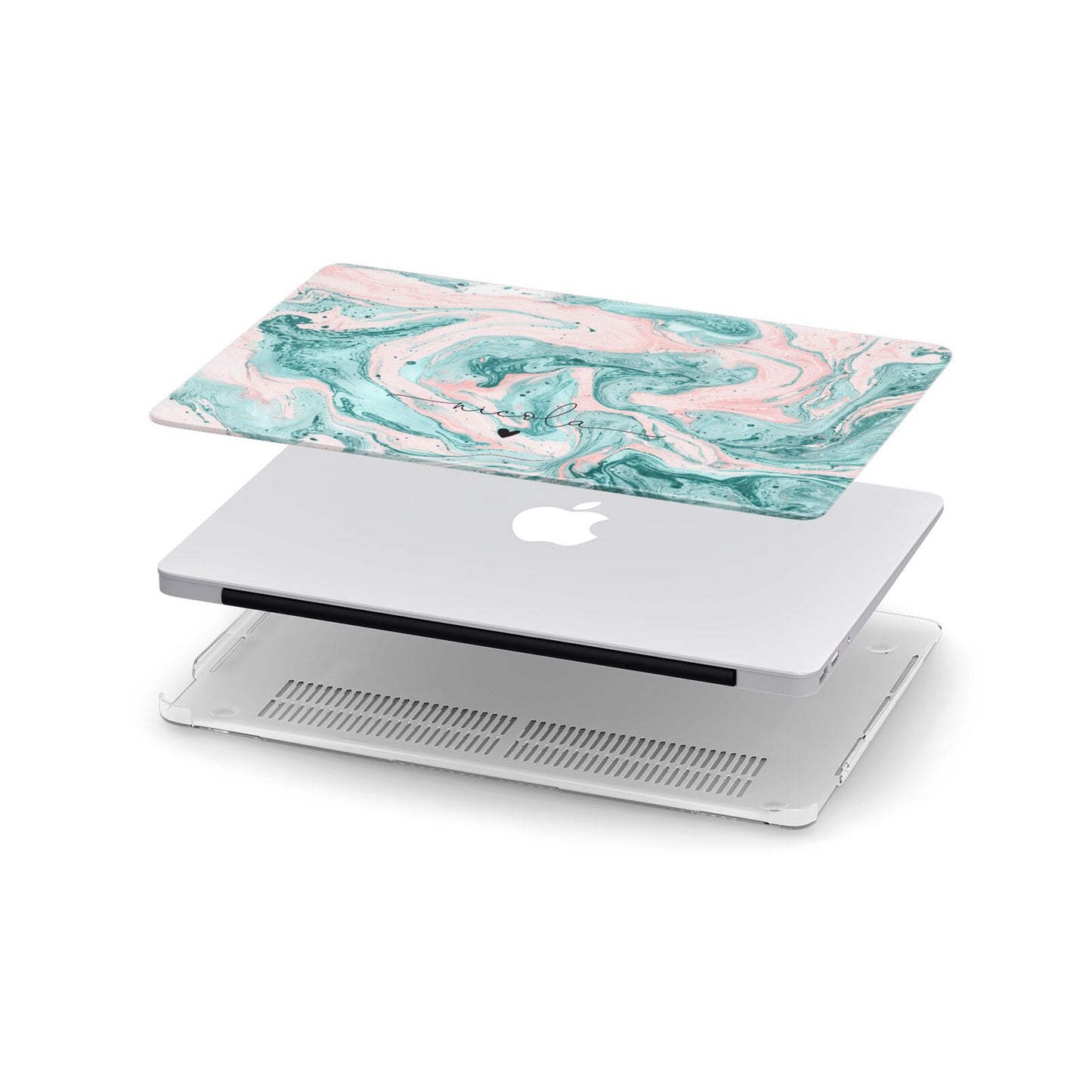 Personalised Name Green Swirl Marble Apple MacBook Case in Detail