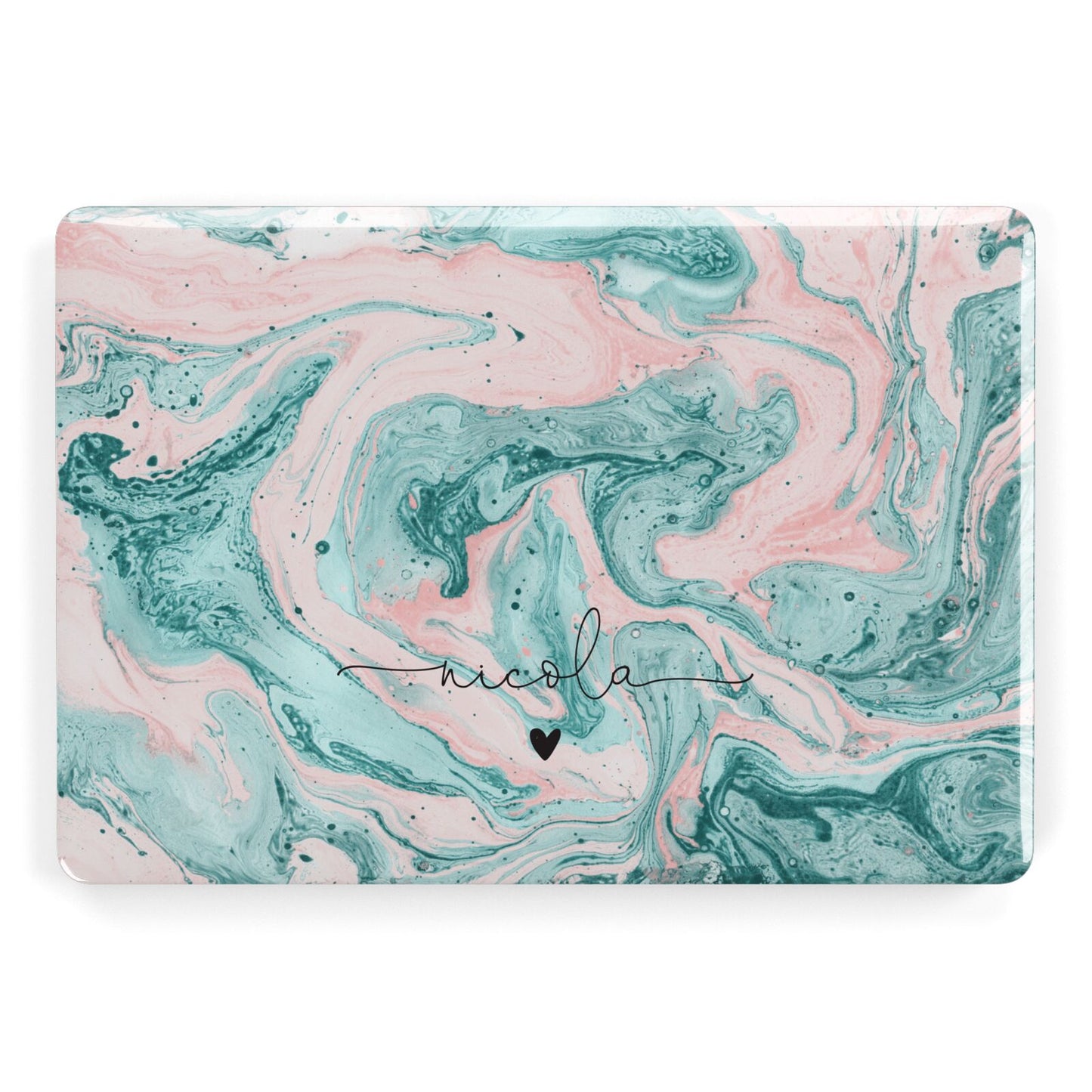 Personalised Name Green Swirl Marble Apple MacBook Case