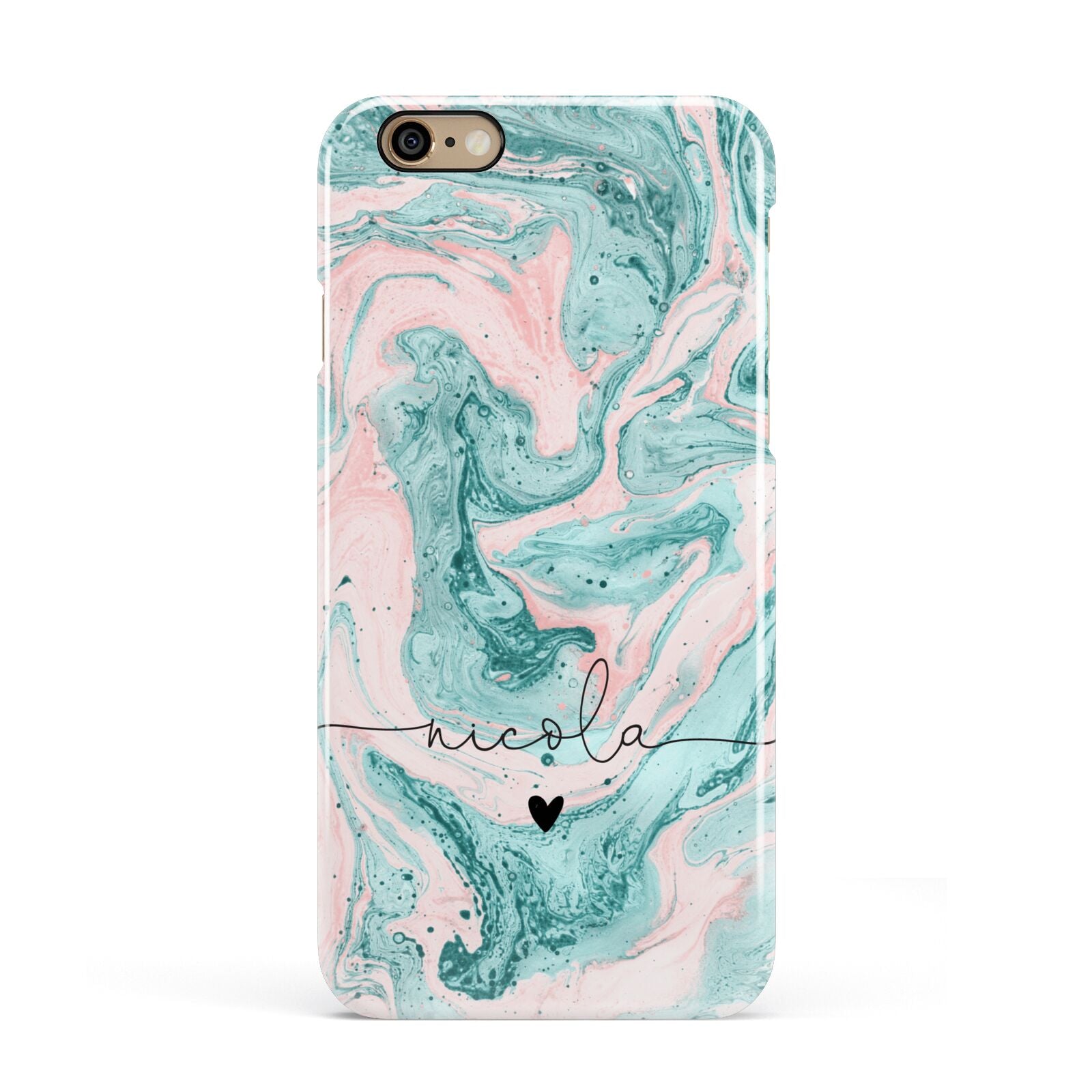 Personalised Name Green Swirl Marble Apple iPhone 6 3D Snap Case
