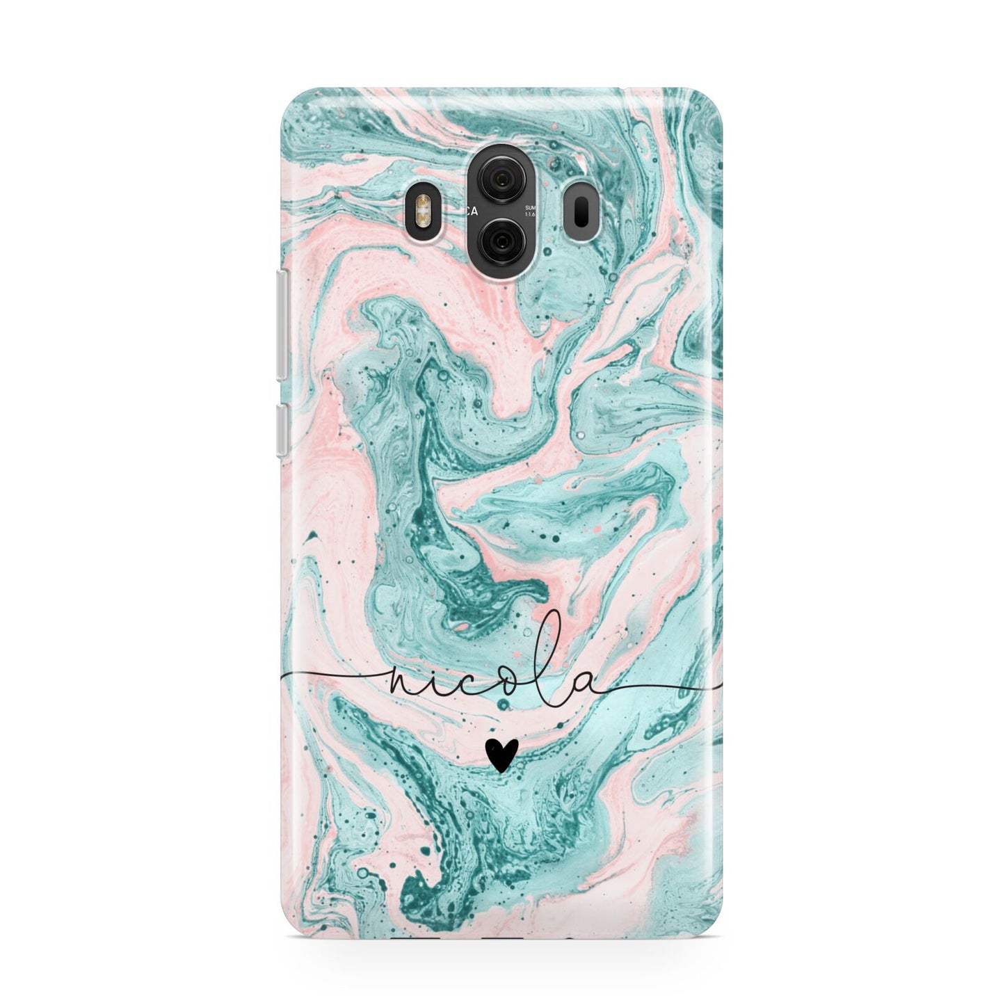 Personalised Name Green Swirl Marble Huawei Mate 10 Protective Phone Case