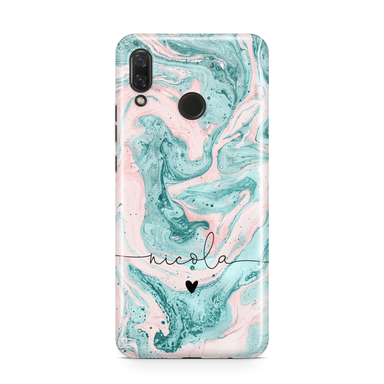 Personalised Name Green Swirl Marble Huawei Nova 3 Phone Case