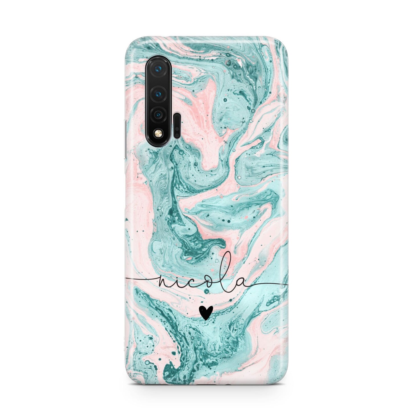 Personalised Name Green Swirl Marble Huawei Nova 6 Phone Case