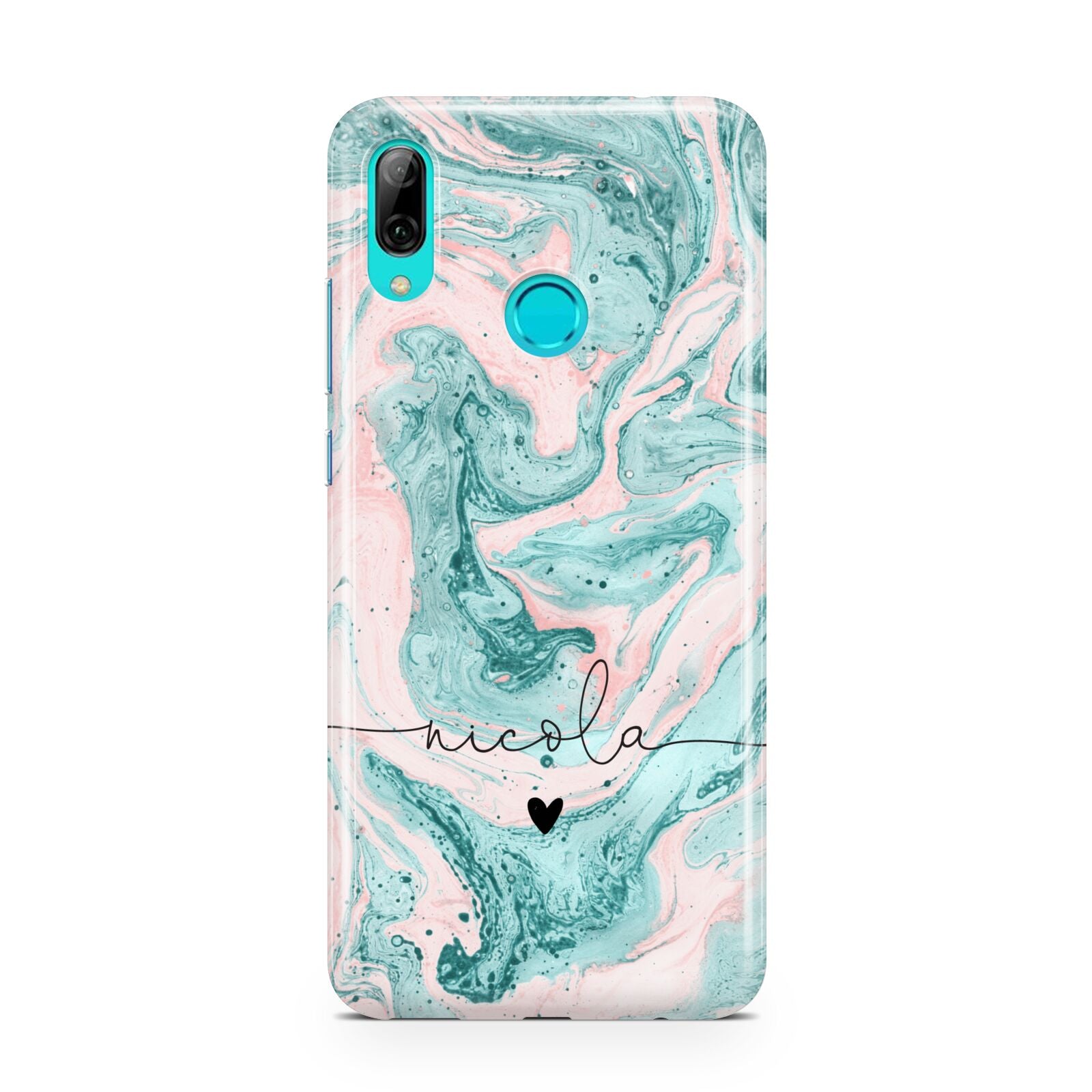 Personalised Name Green Swirl Marble Huawei P Smart 2019 Case