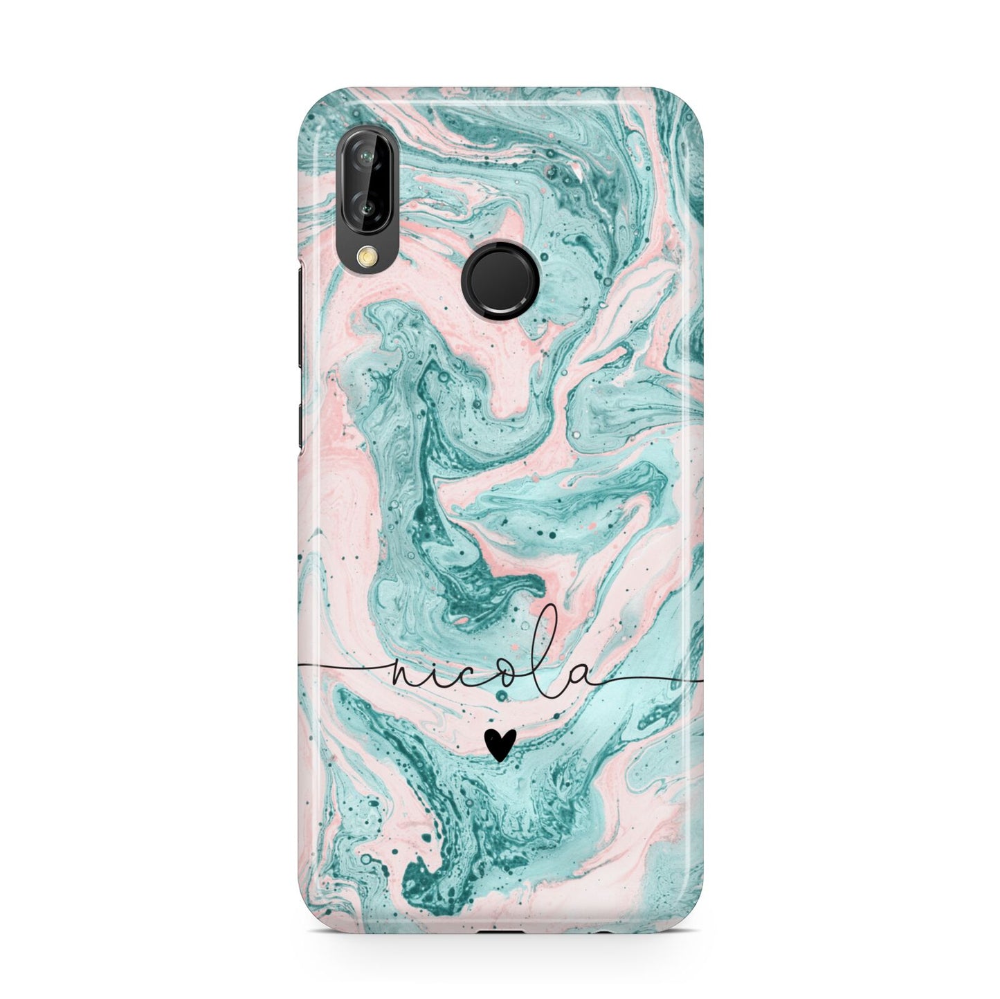 Personalised Name Green Swirl Marble Huawei P20 Lite Phone Case