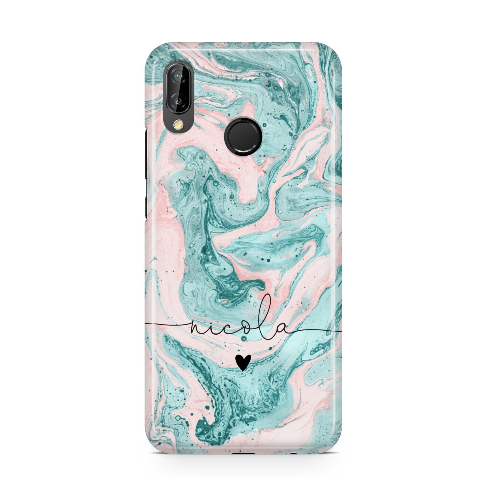 Personalised Name Green Swirl Marble Huawei P20 Lite Phone Case