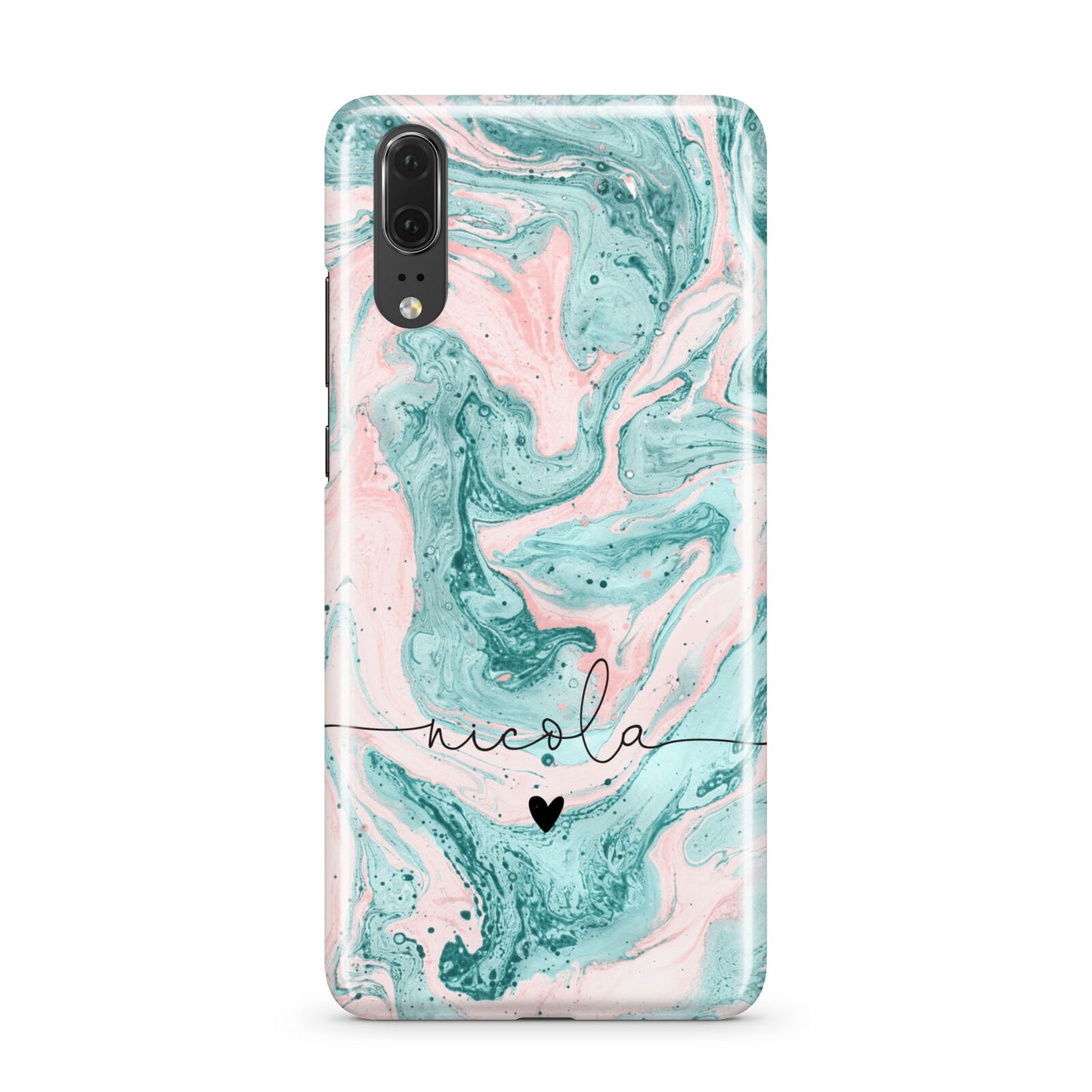 Personalised Name Green Swirl Marble Huawei P20 Phone Case