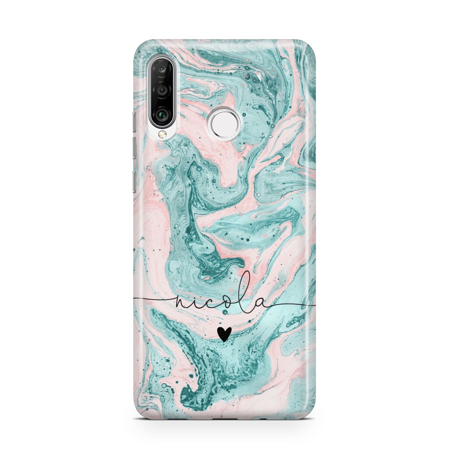 Personalised Name Green Swirl Marble Huawei P30 Lite Phone Case