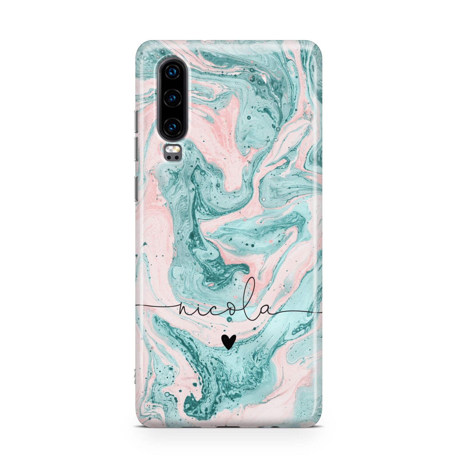 Personalised Name Green Swirl Marble Huawei P30 Phone Case