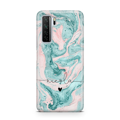 Personalised Name Green Swirl Marble Huawei P40 Lite 5G Phone Case