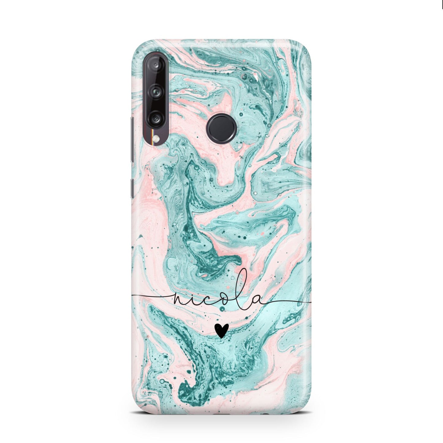 Personalised Name Green Swirl Marble Huawei P40 Lite E Phone Case