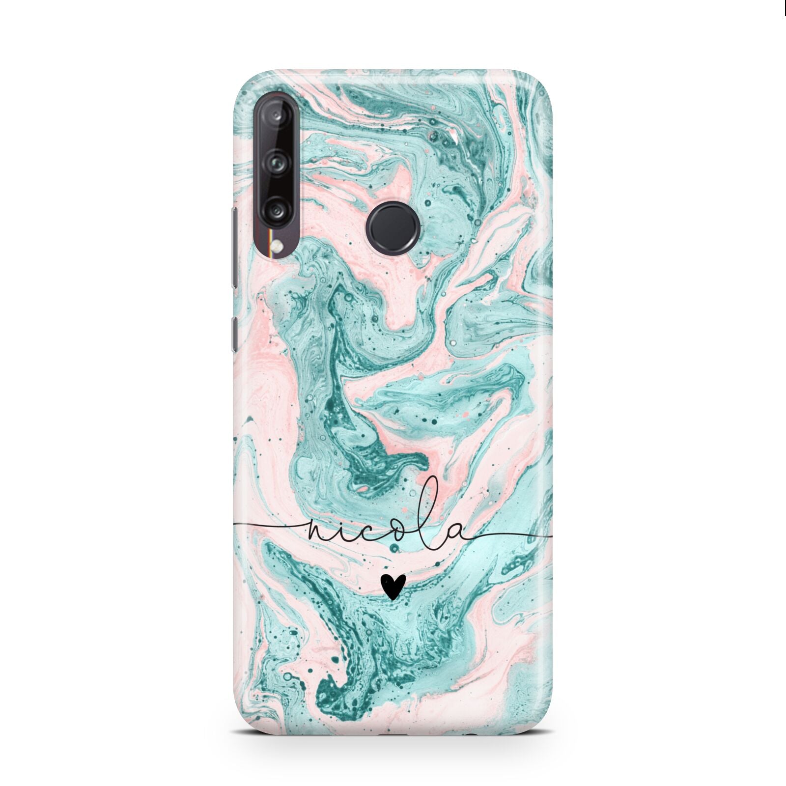 Personalised Name Green Swirl Marble Huawei P40 Lite E Phone Case