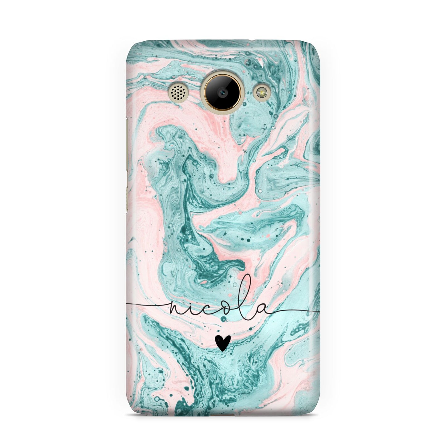 Personalised Name Green Swirl Marble Huawei Y3 2017