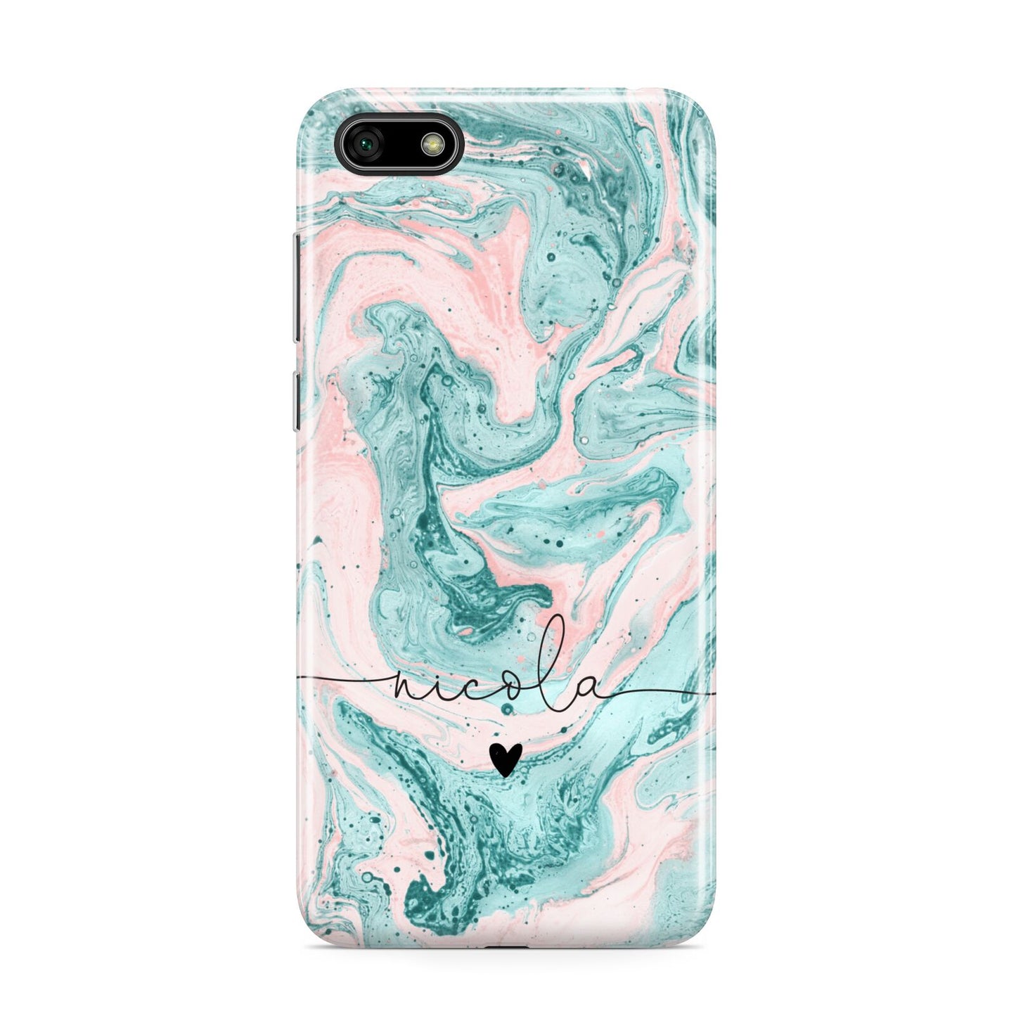 Personalised Name Green Swirl Marble Huawei Y5 Prime 2018 Phone Case