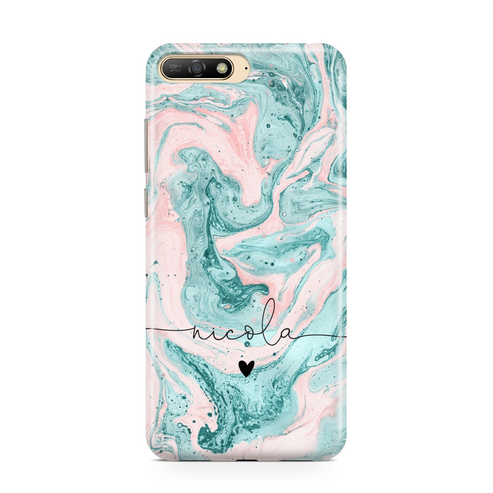 Personalised Name Green Swirl Marble Huawei Y6 2018